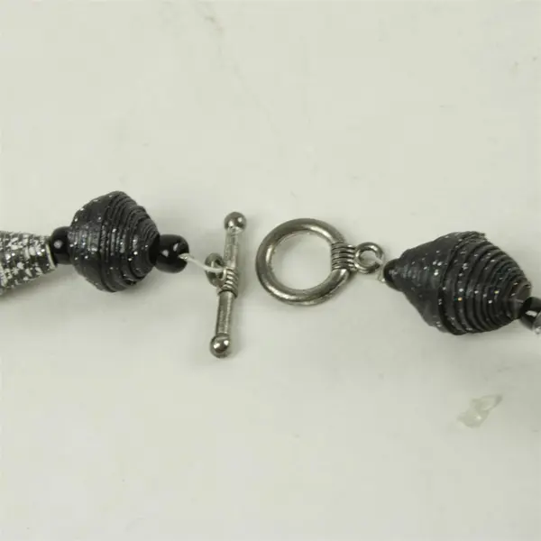 Black White Gray Red Beaded Necklace & Earrings Set Fashion Jewelry