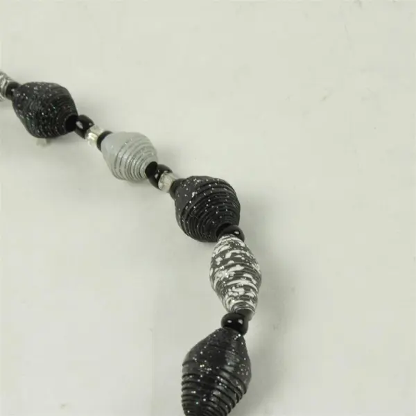 Black White Gray Red Beaded Necklace & Earrings Set Fashion Jewelry