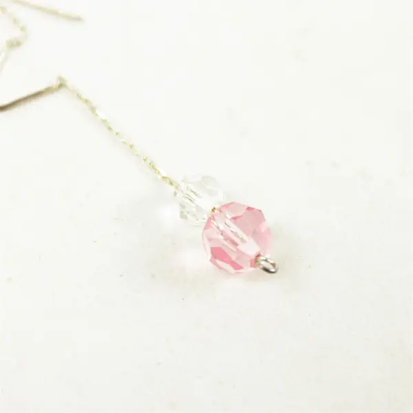 Lot of 2 Pair Dangle Earrings Pink & Orange Beads Silver-Tone Fashion