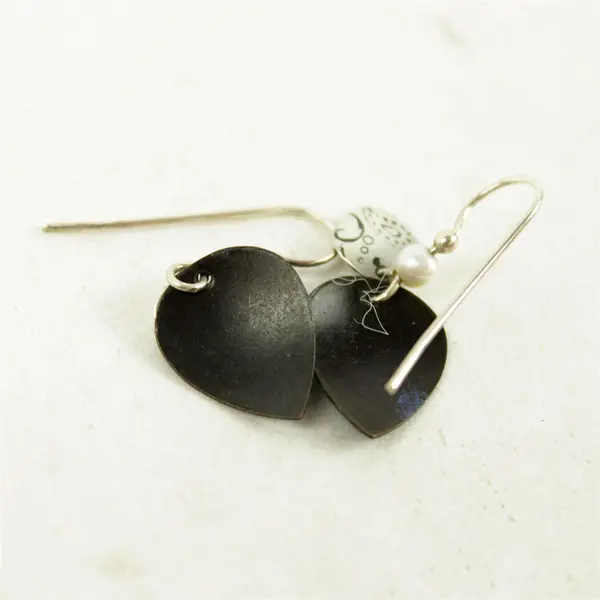 Lot of 2 Pairs Dangle Earrings Silver-Tone Blue Shield & Gold-Tone Purple