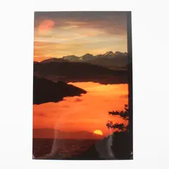 Vintage Color Double Exposure Landscape Photo 1985 Lake Mountains Sunset Sunrise