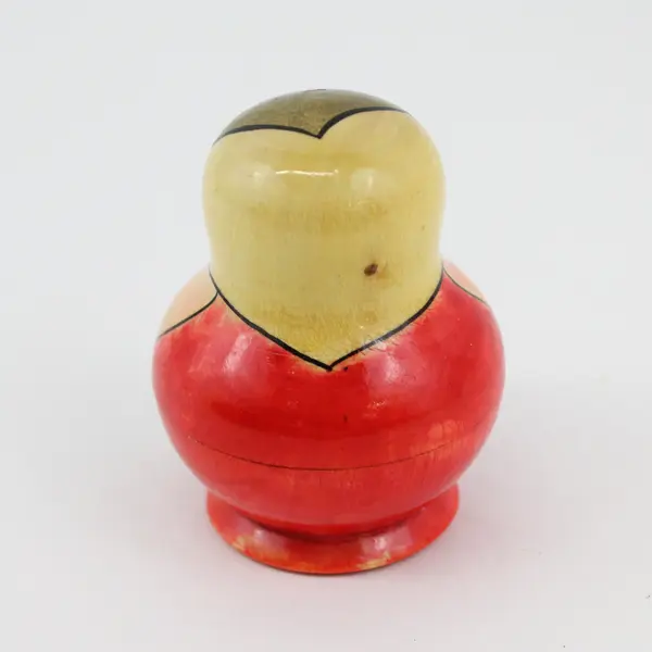 Vtg 5-Piece Wood Hand Painted Russian Nesting Doll Woman w/ Strawberries Flowers