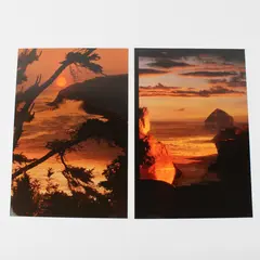Lot Of 2 Vintage 1985 Color Photos Oregon Coast Sunset Cape Kiwanda 