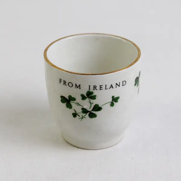 Carrigaline Irish Pottery Shamrock "From Ireland" With Gold Trim Small Cup Decor