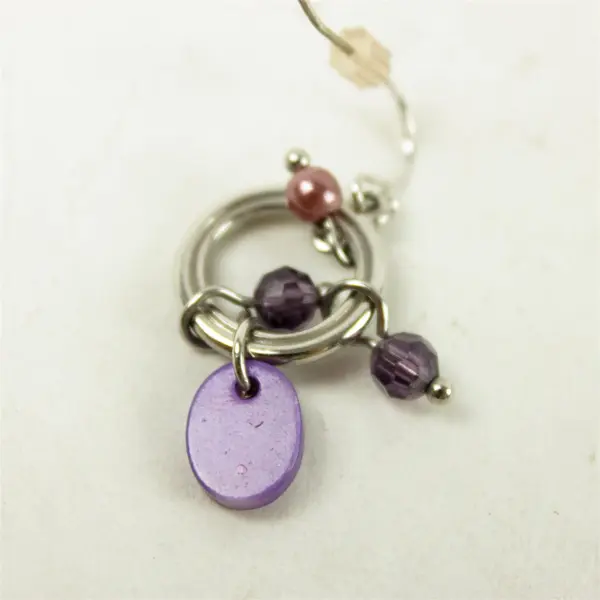 Lot of 2 Pair Silver-Tone Dangle Earrings Purple & Fuchsia