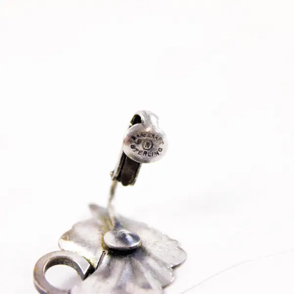 Danecraft Sterling Silver Clip-On Leaf Earrings Vintage w/ Silver-Tone Leaf Pin