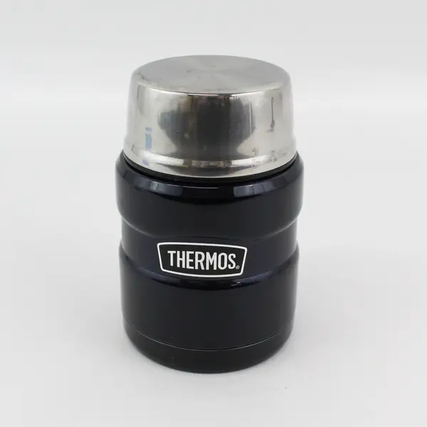 Thermos  Black Stainless Steel Insulated 16 Oz Thermos With Silver Cup Lid