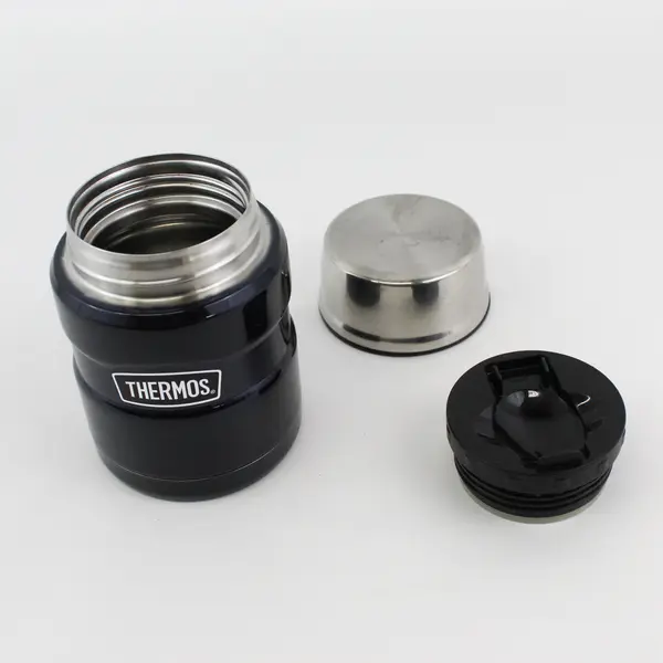 Thermos  Black Stainless Steel Insulated 16 Oz Thermos With Silver Cup Lid