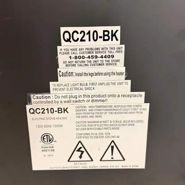 QualityCraft Decorflame Freestanding Electric Stove Heater - Local Pickup Only