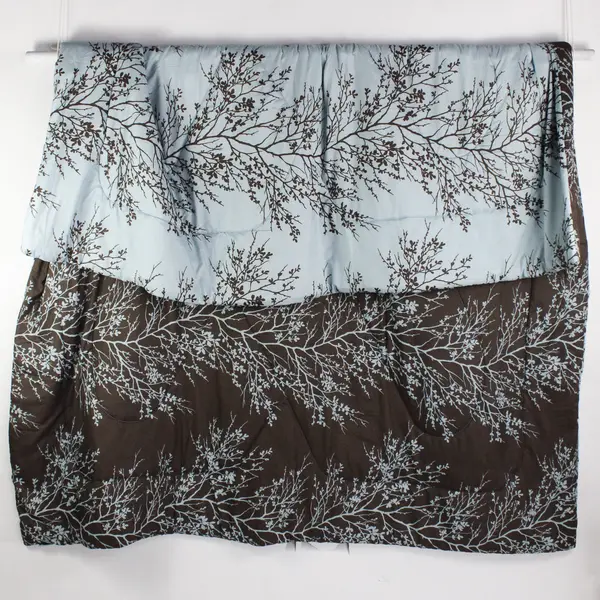 VCNY Blue/Brown Tree Pattern Home Bed Comforter 99" x 85" Y2K