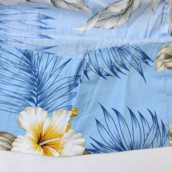 Two Palms Women's M Blue Hibiscus Made in Hawaii Short Sleeve Muumuu Dress