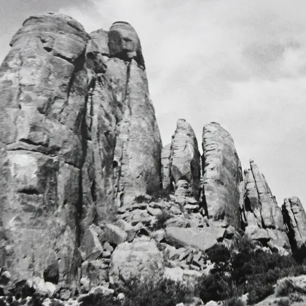 Vintage Black And White Photo Rocky Spires Utah Arizona Southwest 
