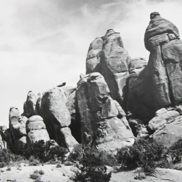 Vintage Black And White Photo Rocky Spires Utah Arizona Southwest 