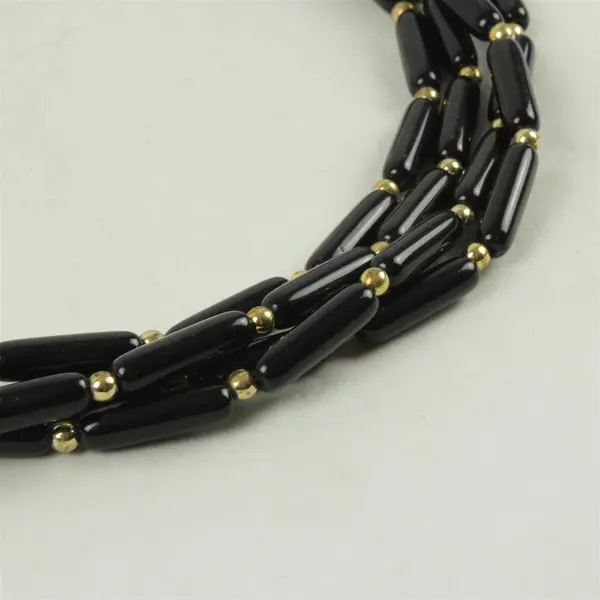 Vintage Mid-Century Multi-Strand Black Bead Necklace