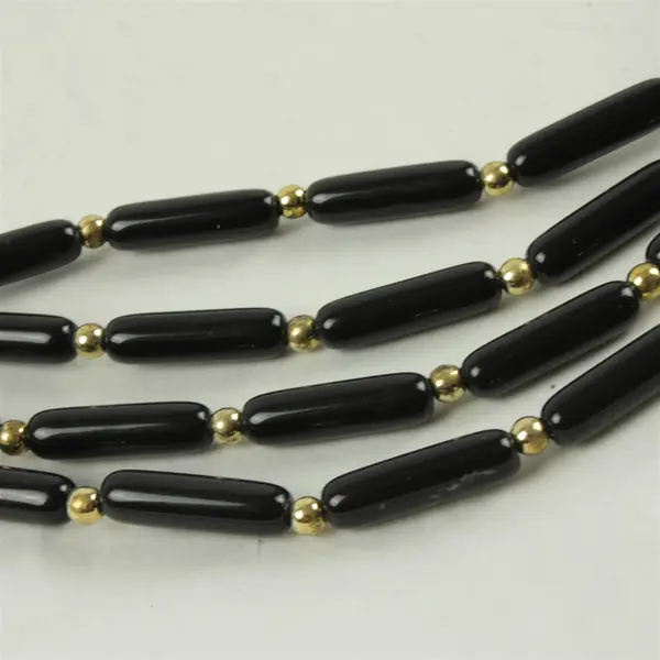 Vintage Mid-Century Multi-Strand Black Bead Necklace