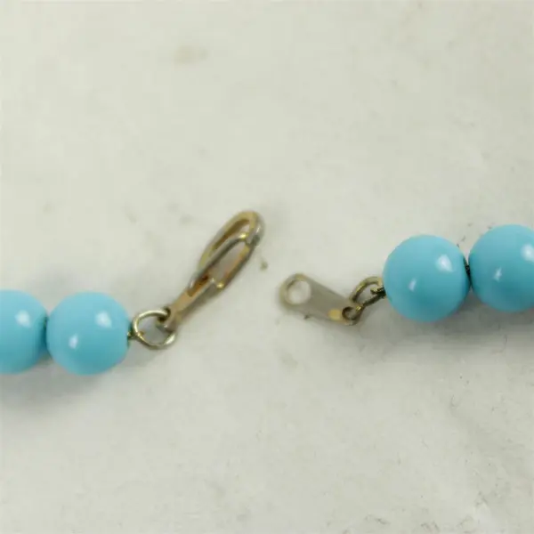 11" Graduated Faux Turquoise Beaded Necklace Gold-Tone Accents Collar