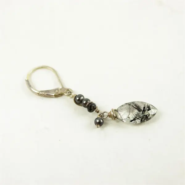 Lot of 2 Pair Dangle Earrings Silver-Tone Purple & Crystal Beads Fishhook