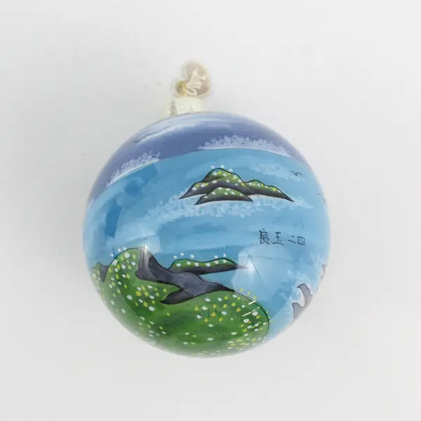 Old World Christmas Reverse Painted Glass Ball Ornament Yaquina Head Lighthouse 