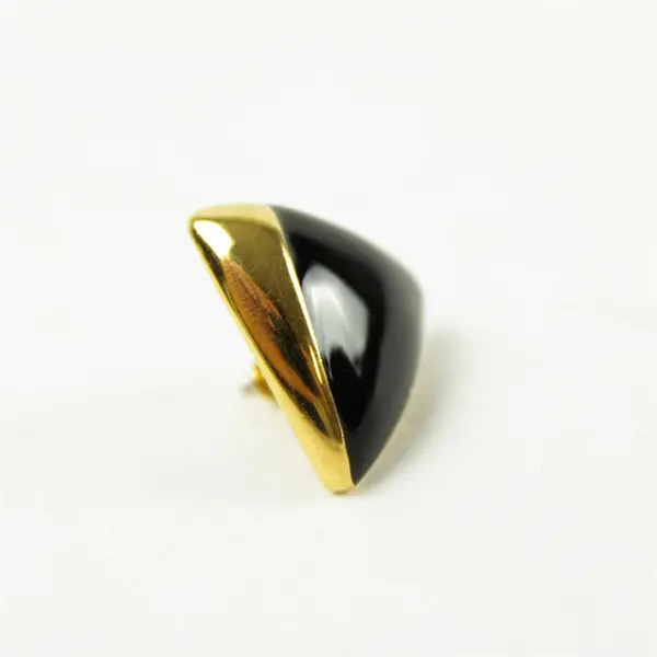 Monet Black Triangle Pierced Earrings Gold-Tone Accents Vintage