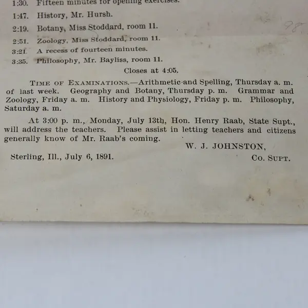 Sterling Illinois 1891 School Of Instruction Program Teacher Training