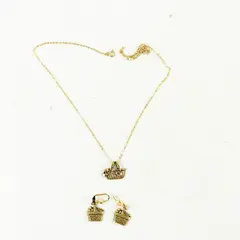 Longaberger Set of 3 9" Gold-Tone Basket Necklace & Pierced Earrings