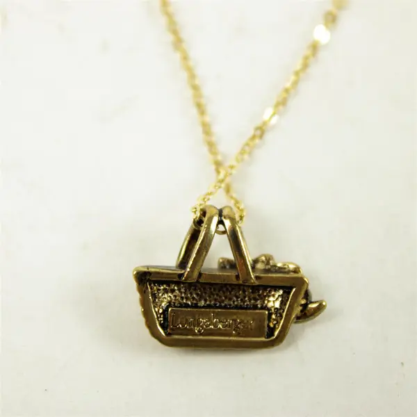 Longaberger Set of 3 9" Gold-Tone Basket Necklace & Pierced Earrings