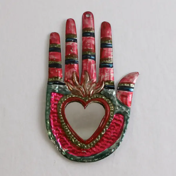 Lot of 3 Unbranded Decorative Embossed Tin Mirrors/Trinket Holder Moon Hand