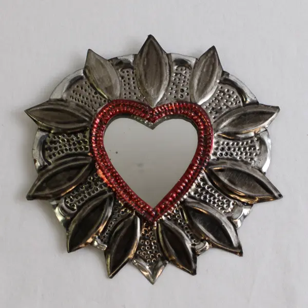 Lot of 3 Unbranded Decorative Embossed Tin Mirrors/Trinket Holder Moon Hand