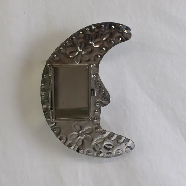 Lot of 3 Unbranded Decorative Embossed Tin Mirrors/Trinket Holder Moon Hand