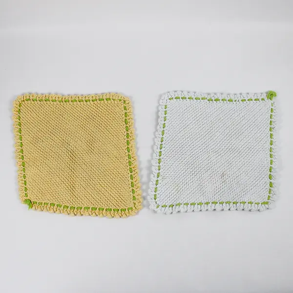 Lot Of 2 Unbranded Matching White/Cream Square Knit Hand Towel 10" x 10.5"