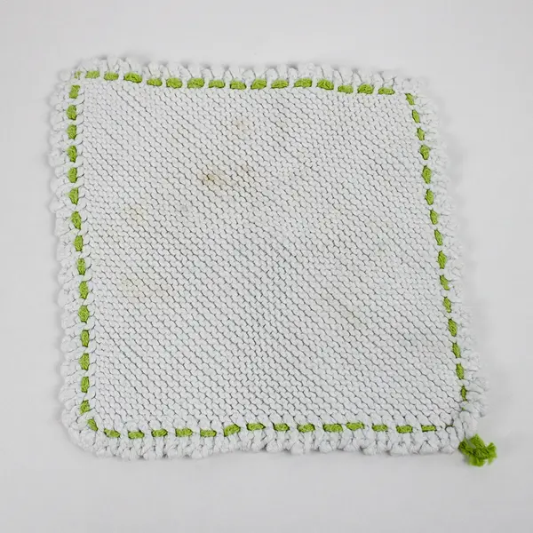 Lot Of 2 Unbranded Matching White/Cream Square Knit Hand Towel 10" x 10.5"