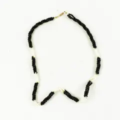 Vintage Black & White Twisted Multi-Strand Bead Necklace 12\"