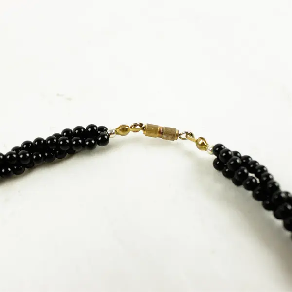Vintage Black & White Twisted Multi-Strand Bead Necklace 12\"