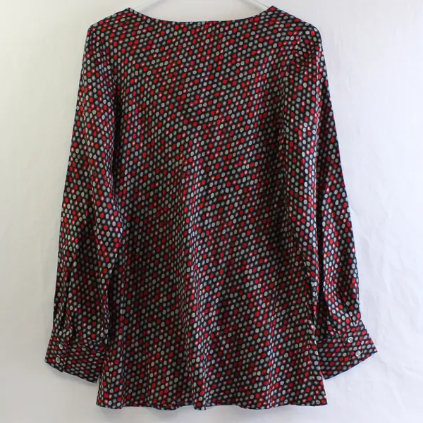 Vintage Pendleton Women's 10 100% Silk Geometric Drape Neck Long Sleeve Blouse
