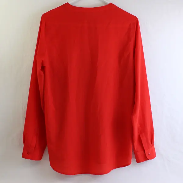 Old Navy Women's M Red Chiffon Long Sleeve 3/4 Button Tunic Blouse