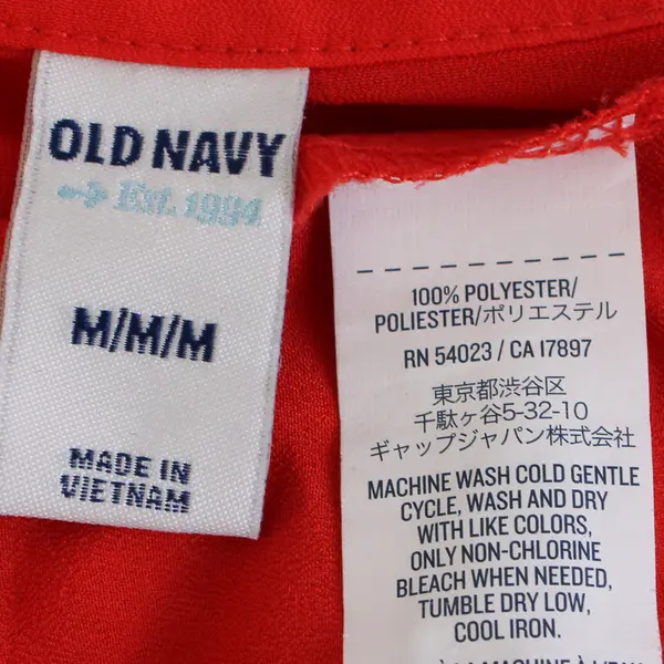 Old Navy Women's M Red Chiffon Long Sleeve 3/4 Button Tunic Blouse