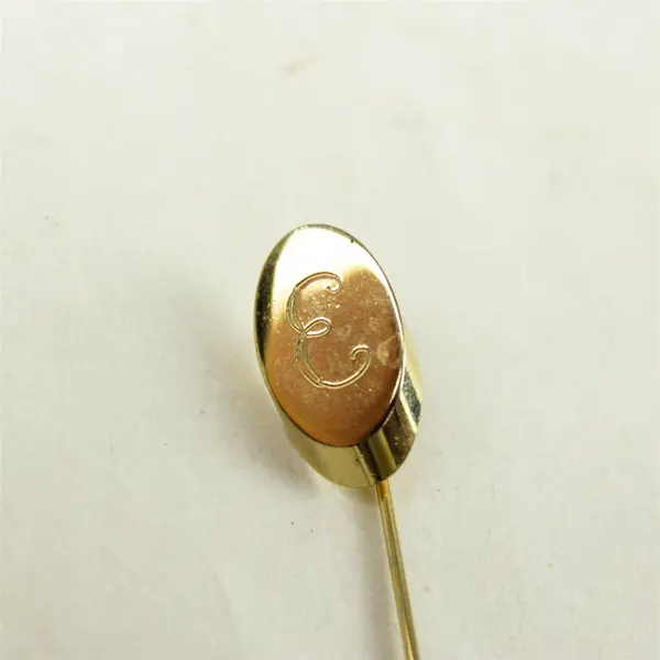 Gold Tone Letter E Lapel Pin Brooch Initial E 2.5in