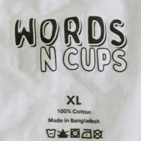 Words N Cups Men's XL White 100% Cotton Graphic T-Shirt
