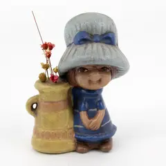 Vintage Victorian Girl With a Pitcher Of Flowers Ceramic Figurine 