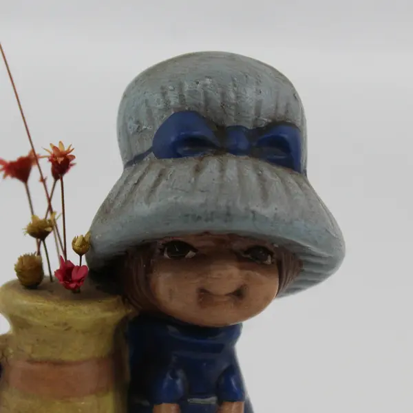 Vintage Victorian Girl With a Pitcher Of Flowers Ceramic Figurine 