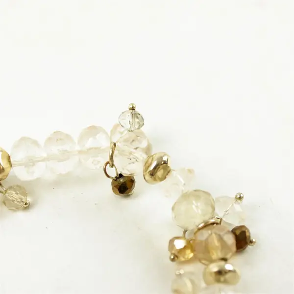 Lot of 2 Stretch Bracelets Bronze-Tone with Clear Crystal Beads