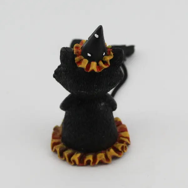 Halloween Black Cat Holding a Skull Dangling Legs Shelf Sitter Figurine