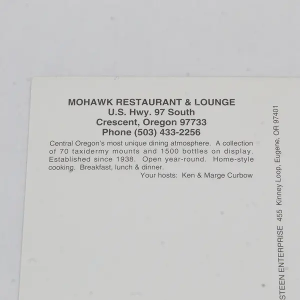 Vintage Mohawk Restaurant And Lounge Crescent Oregon Postcard Highway 97