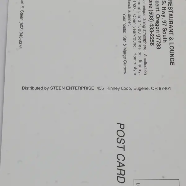 Vintage Mohawk Restaurant And Lounge Crescent Oregon Postcard Highway 97