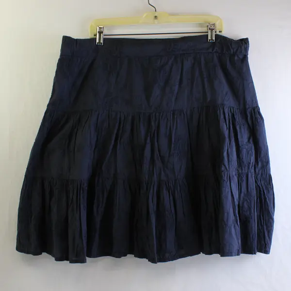 NY Collection Women's M Blue 100% Cotton Embroidered  Cottage Midi Skirt