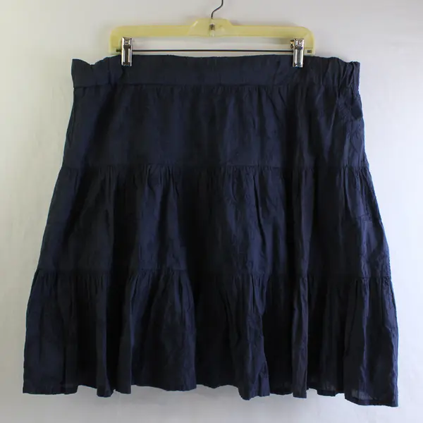 NY Collection Women's M Blue 100% Cotton Embroidered  Cottage Midi Skirt