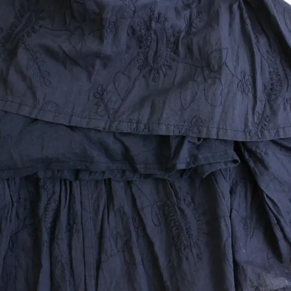 NY Collection Women's M Blue 100% Cotton Embroidered  Cottage Midi Skirt