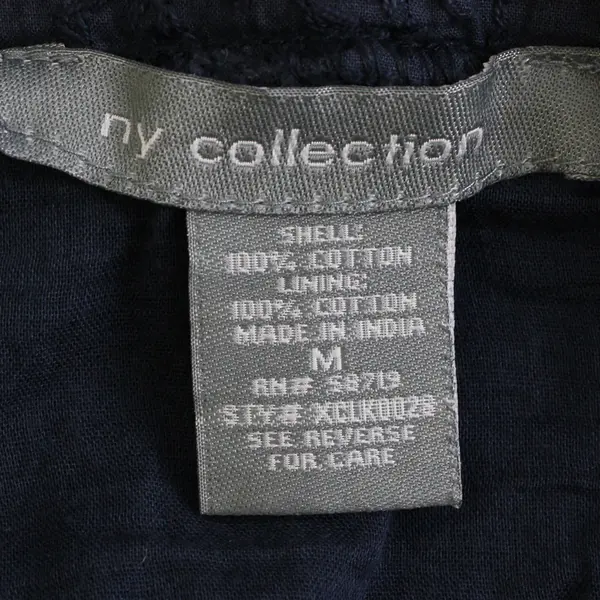 NY Collection Women's M Blue 100% Cotton Embroidered  Cottage Midi Skirt