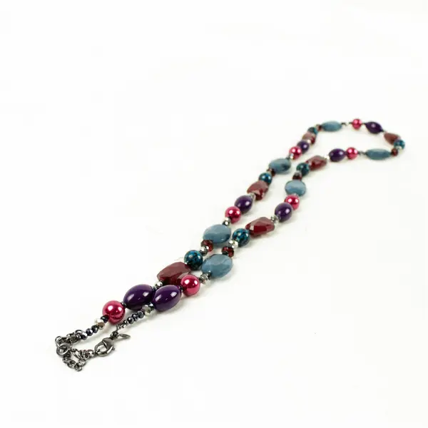 16" Metallic Beaded Necklace Lightweight Fashion