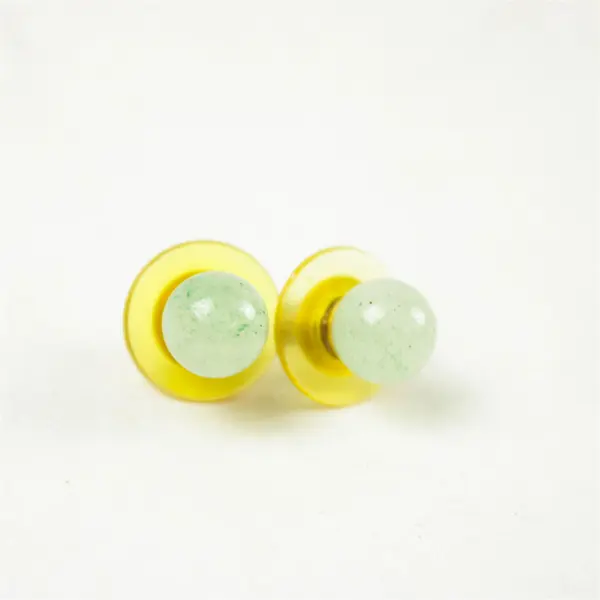 Vintage Napier Jadeite Gold-Tone Round Pierced Earrings